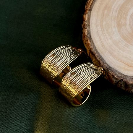 18K Gold Plated Minimal Half Round Hoop Earrings